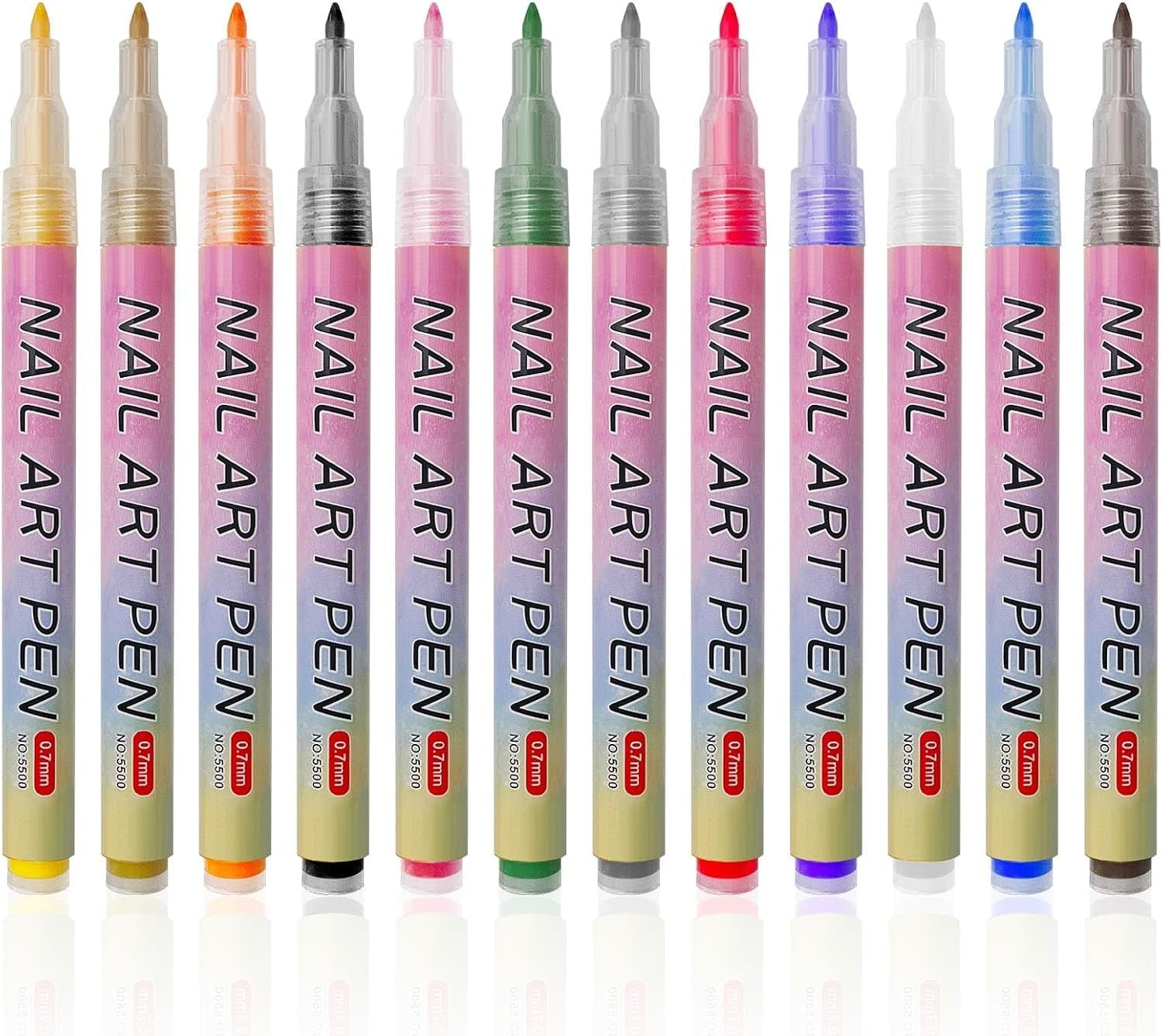 12x Nail Art Pen Set 3D Nageldesign Stifte DIY Maniküre Marker Nägel Farben