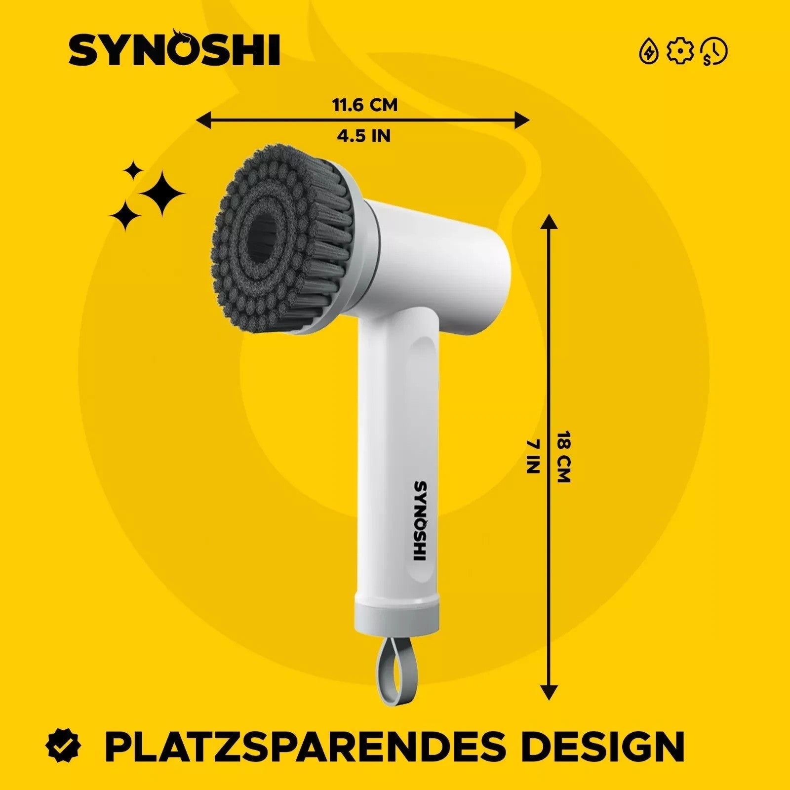 Synoshi Elektrische Reinigungsbürste Power Spin Scrubber 3 Bürstenaufsätze Akku
