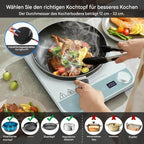 AMZCHEF Induktionskochplatte 2000 W, Einzel Induktionskochfeld mit 10 Stufen, Timer & Glaskeramik