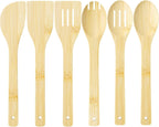 Bambus Küchenutensilien Set 6er Japanischer Bambus Kochlöffel Spatel Kelle für Kochen Braten Servieren
