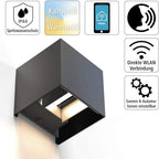Hama WiFi Wandleuchte Smart Home 176563 dimmbar IP44 außen innen mit App Sprachsteuerung Alexa Google 2700K bis 6500K LED 300 Lumen
