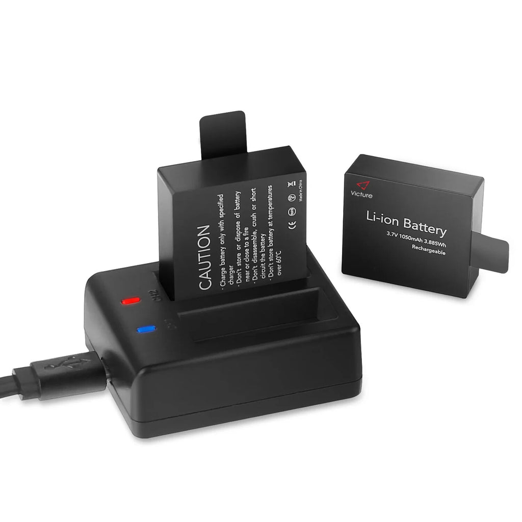 Victure CS8060 Action Kamera Akkus 1050 mAh Lithium-Ionen Dual-Ladegerät Komp.