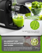 AMZCHEF Slow Juicer ZM1501 Entsafter 4 in 1 mit Schneckentechnologie nährstoffschonend Edelstahlfilter für Obst und Gemüse klarer Saft