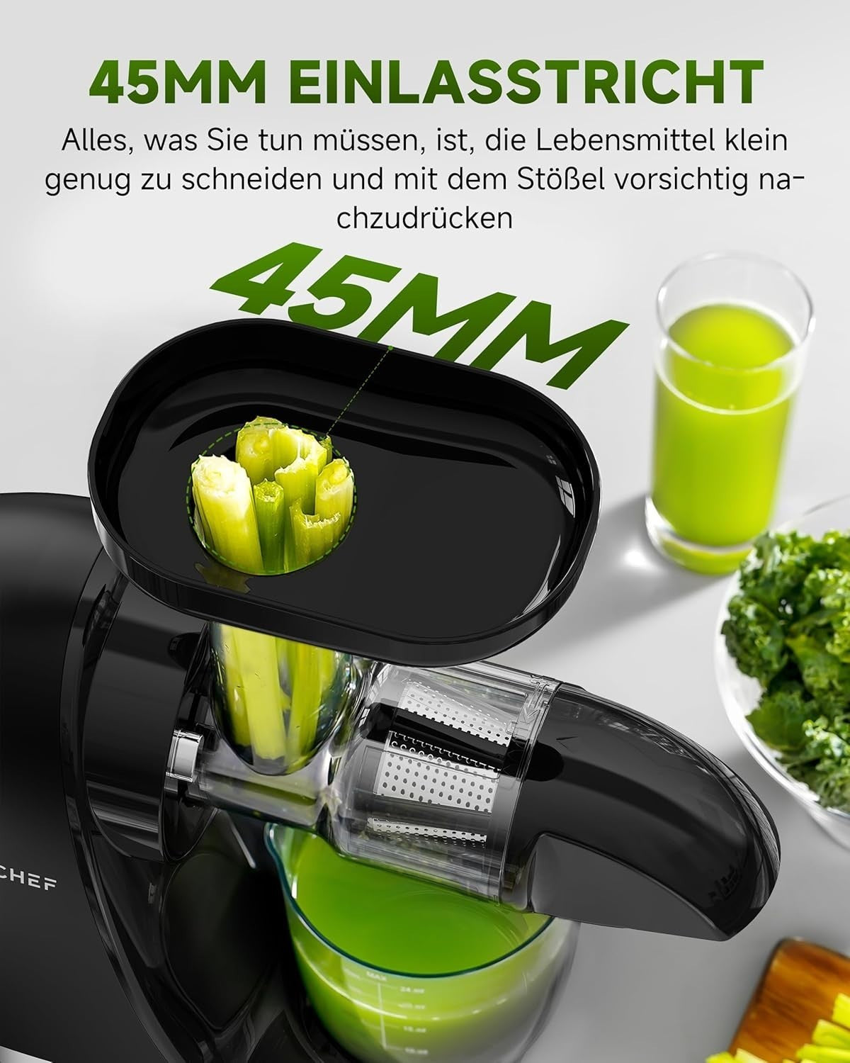 AMZCHEF Slow Juicer ZM1501 Entsafter 4 in 1 mit Schneckentechnologie nährstoffschonend Edelstahlfilter für Obst und Gemüse klarer Saft