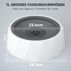 Wassernapf Hund Katze 1 Liter auslaufsicher Anti Schwapp Design mit schwimmender Schutzscheibe rutschfest spülmaschinengeeignet für Zuhause Auto Reisen