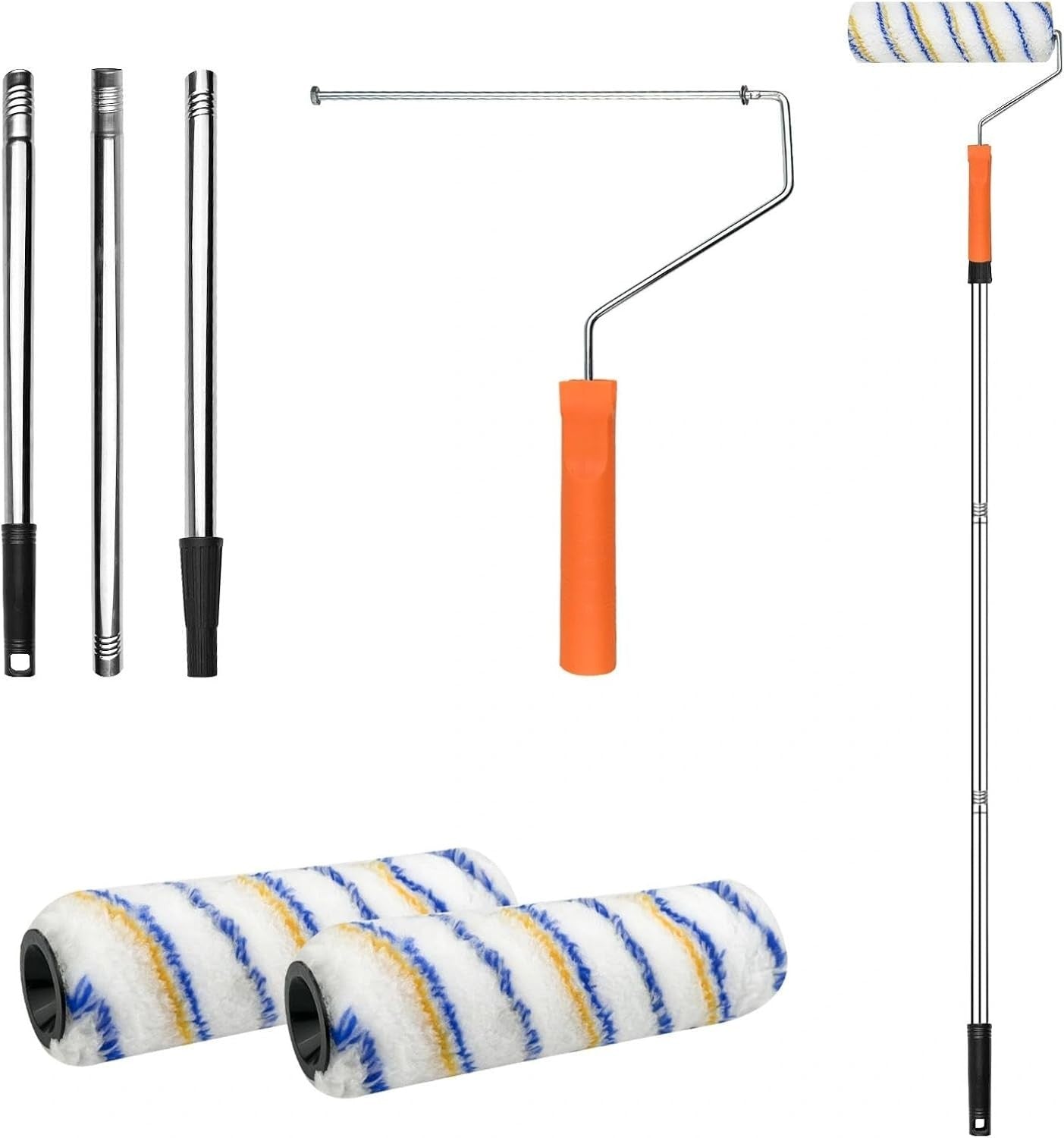 Farbroller Malerrolle mit Teleskopstange Malerwalze Profi Maler Set Edelstahl