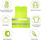 Warnweste 5er Set Neongrün mit Reflexstreifen 360° Sichtbarkeit für Damen Herren atmungsaktiv Polyester Klettverschluss faltbar für Auto Baustelle Sport
