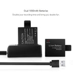 Victure CS8060 Action Camera Battery 2-Pack 1050 mAh with Dual Charger Lithium Ion Compatible with Crosstour Apeman Akaso for Outdoor Travel Sports