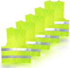 Warnweste 5er Set Neongrün mit Reflexstreifen 360° Sichtbarkeit für Damen Herren atmungsaktiv Polyester Klettverschluss faltbar für Auto Baustelle Sport