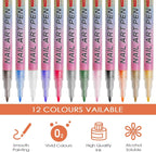 Nail Art Pen Set 12 Farben Nageldesign Stifte schnelltrocknend für Linien Muster Verzierungen geeignet für Gel Natur Acryl Nägel ideal für Anfänger und Profis