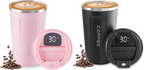 Thermobecher Edelstahl 380 ml mit LED Temperaturanzeige auslaufsicher doppelwandig Vakuum isoliert Coffee to go Becher BPA frei für Büro Auto unterwegs