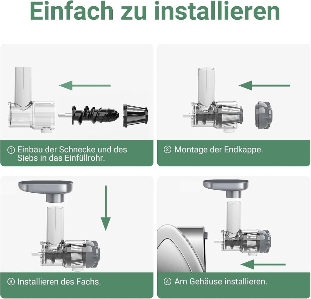 Aobosi Slow Juicer AMR520 Kaltentsafter mit 8-stufiger Schnecke 95 % Saftausbeute 55 mm Einfüllschacht leiser 150 W Motor BPA-frei für Obst und Gemüse