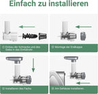Aobosi Slow Juicer AMR520 Kaltentsafter mit 8-stufiger Schnecke 95 % Saftausbeute 55 mm Einfüllschacht leiser 150 W Motor BPA-frei für Obst und Gemüse