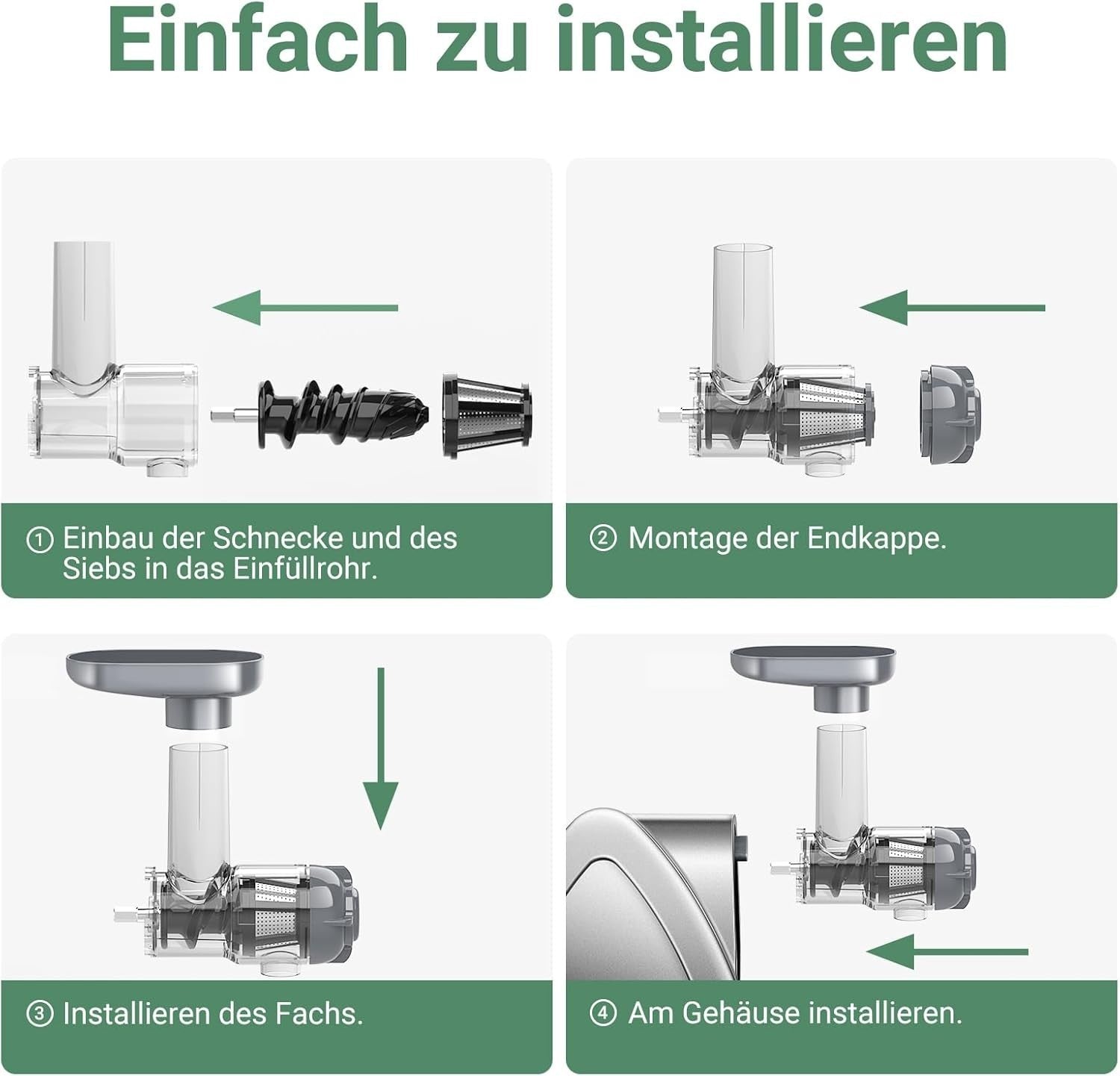 Aobosi Slow Juicer AMR520 Kaltentsafter mit 8-stufiger Schnecke 95 % Saftausbeute 55 mm Einfüllschacht leiser 150 W Motor BPA-frei für Obst und Gemüse