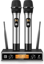 TONOR TW820 Kit Microphones sans Fil 2 Micros Portables Entièrement Métalliques Sans Fil Portée 60m Écran LCD pour Karaoké Mariage Conférence Fête