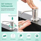 CREA Seifenspender Einbau Küche, Bad 500ml Flasche 1m Schlauch drehbar Edelstahl
