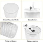 Eiskaffee Gläser 2er Set 600 ml mit Deckel & Strohhalm, transparente Glas Trinkgläser für Eistee, Wasser & Softdrinks