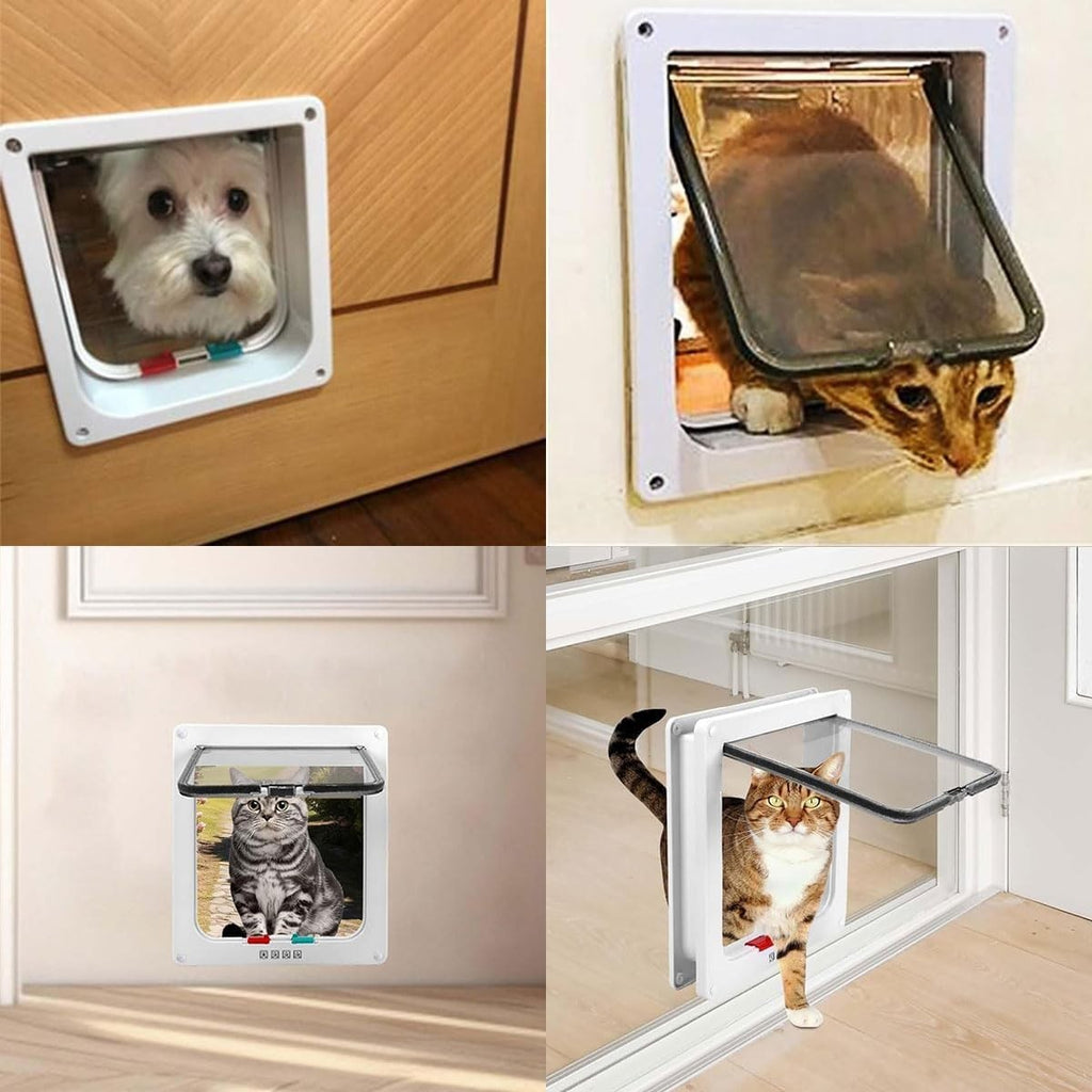 Katzenklappe Hundeklappe Haustierklappe 4 Wege Verriegelung Einbau Türen Fenster