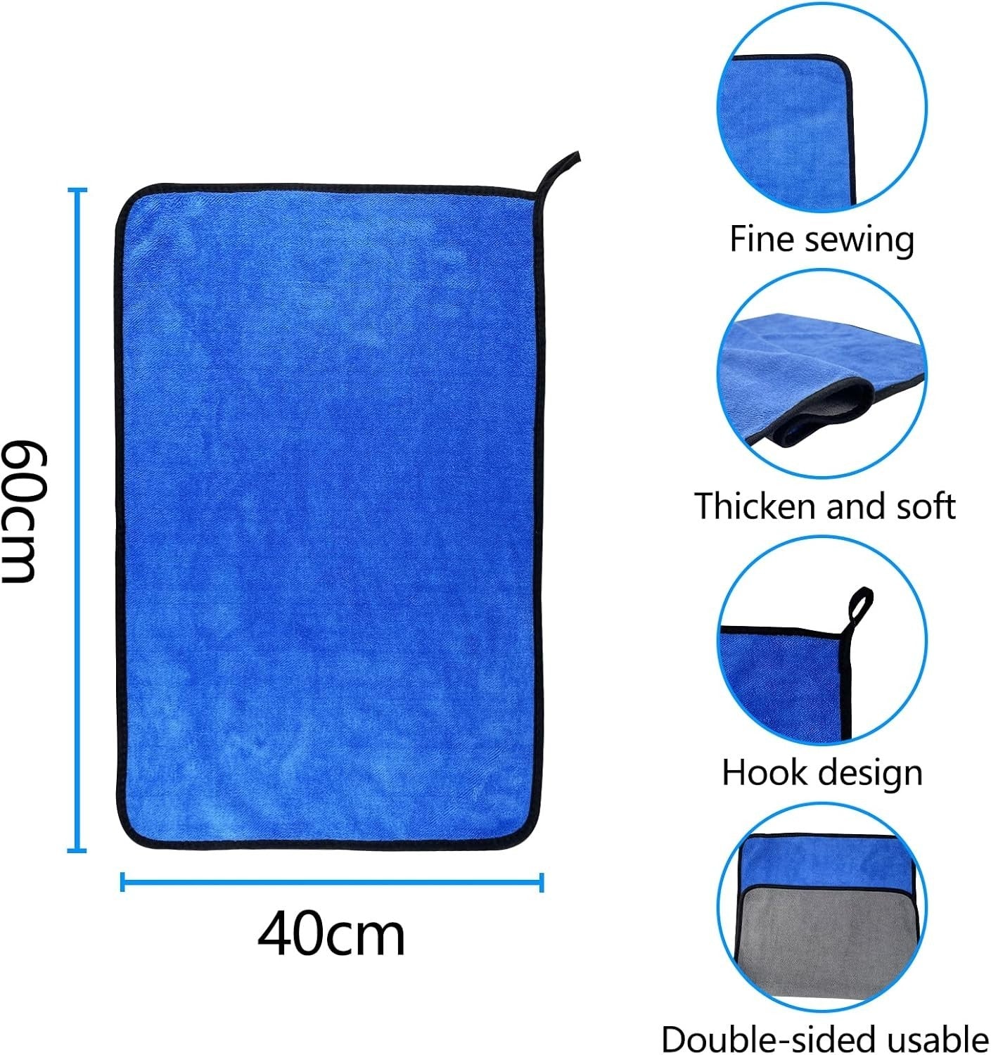 Mikrofasertuch Poliertuch Trockentuch 6 Stück 400 GSM 60x40 Auto lackschonend