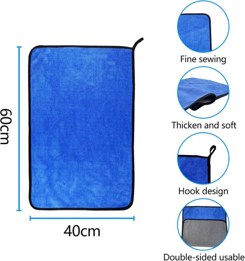 Gvolatee Mikrofasertücher Auto 6 Stück 400 GSM, saugstarke Poliertücher 60 × 40 cm, weiche lackschonende Trockentücher, fussellose Reinigungstücher für Autopflege, Motorrad, Glas & Haushalt