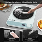 AMZCHEF Induktionskochplatte 2000 W, Einzel Induktionskochfeld mit 10 Stufen, Timer & Glaskeramik