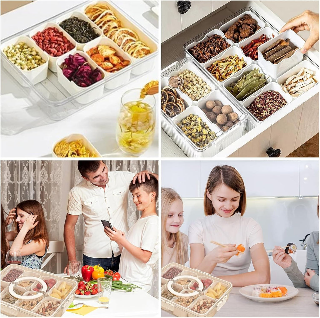 Snackbox mit Deckel 8 Fächer Lebensmittelbox Aufbewahrungsbox Bento Lunchbox