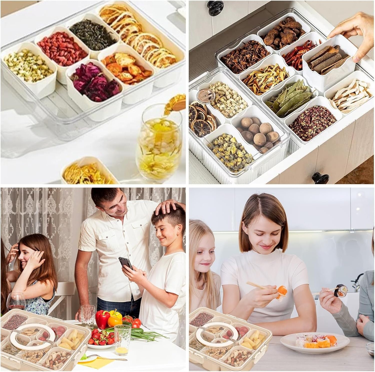 Snackbox mit Deckel 8 Fächer Lebensmittelbox Aufbewahrungsbox Bento Lunchbox