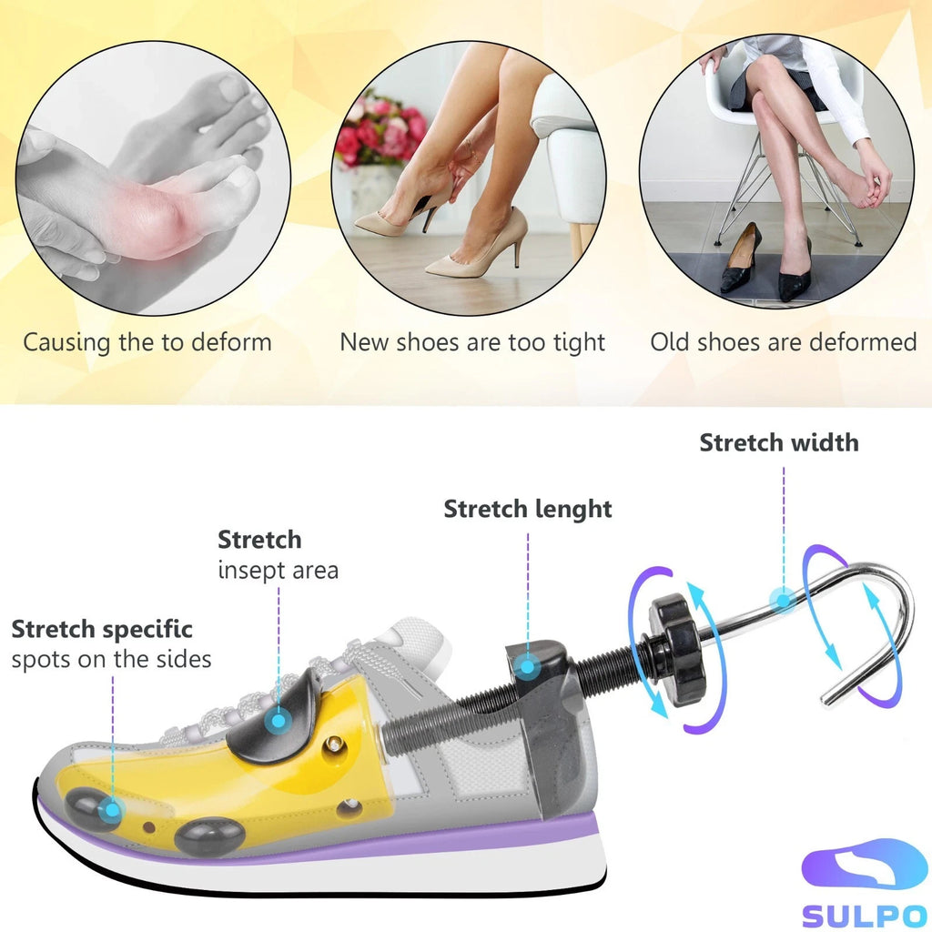 Stretch Schuhspanner 40–47 verstellbar, Schuhdehner Set für enge Schuhe, ABS & Eisen mit Dehnspitzen für Ballenzehen und Druckstellen