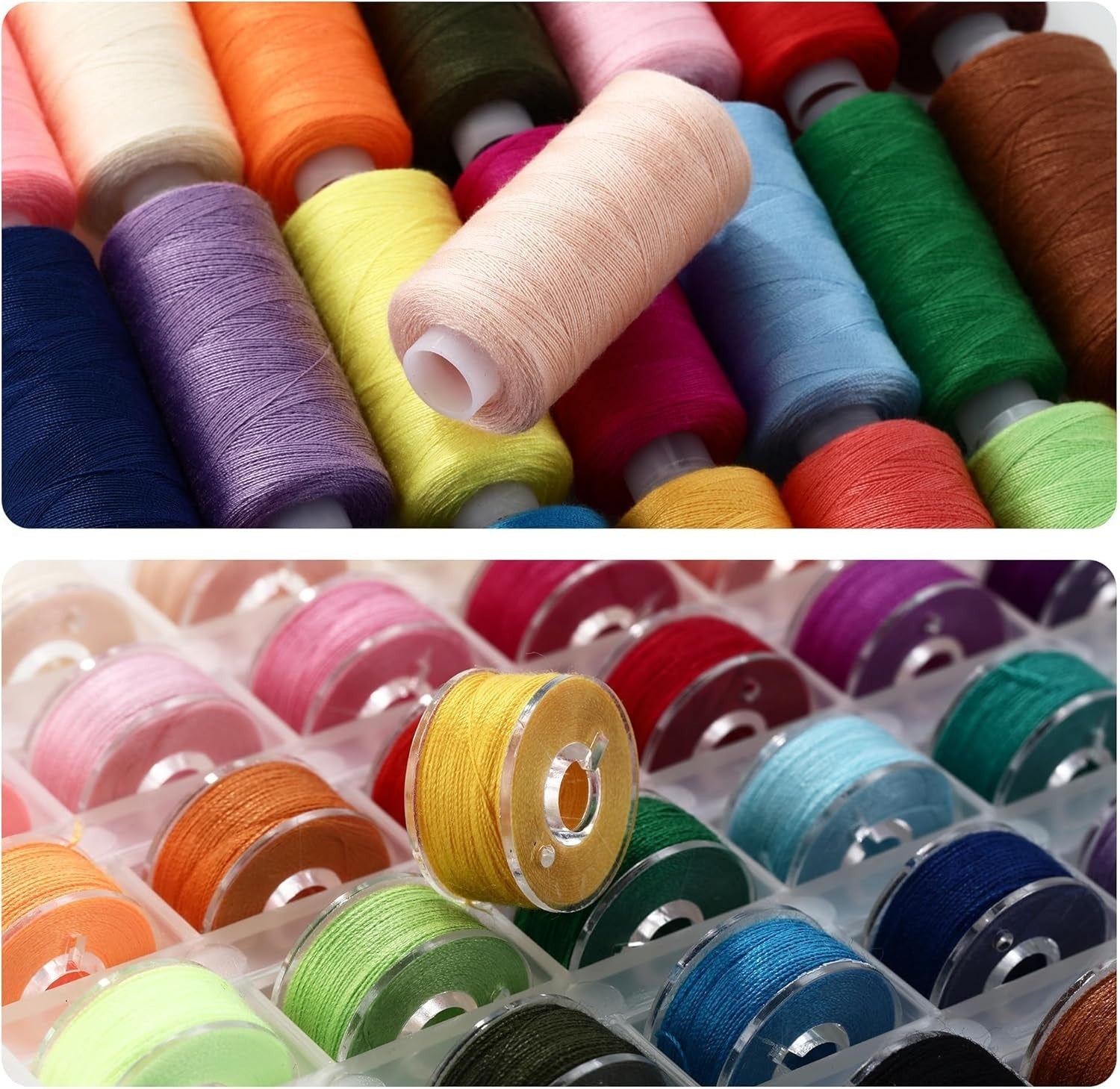 Nähgarn Set 72‑teilig 36 Farben 400 m Polyester Nähgarn für Nähmaschine reißfest