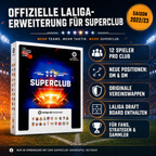 Superclub LaLiga Santander Erweiterung 2022/23 Brettspiel 240 Spielerkarten mit Draft Board zweisprachig Englisch Spanisch offiziell lizenziert kompatibel Fußball Manager