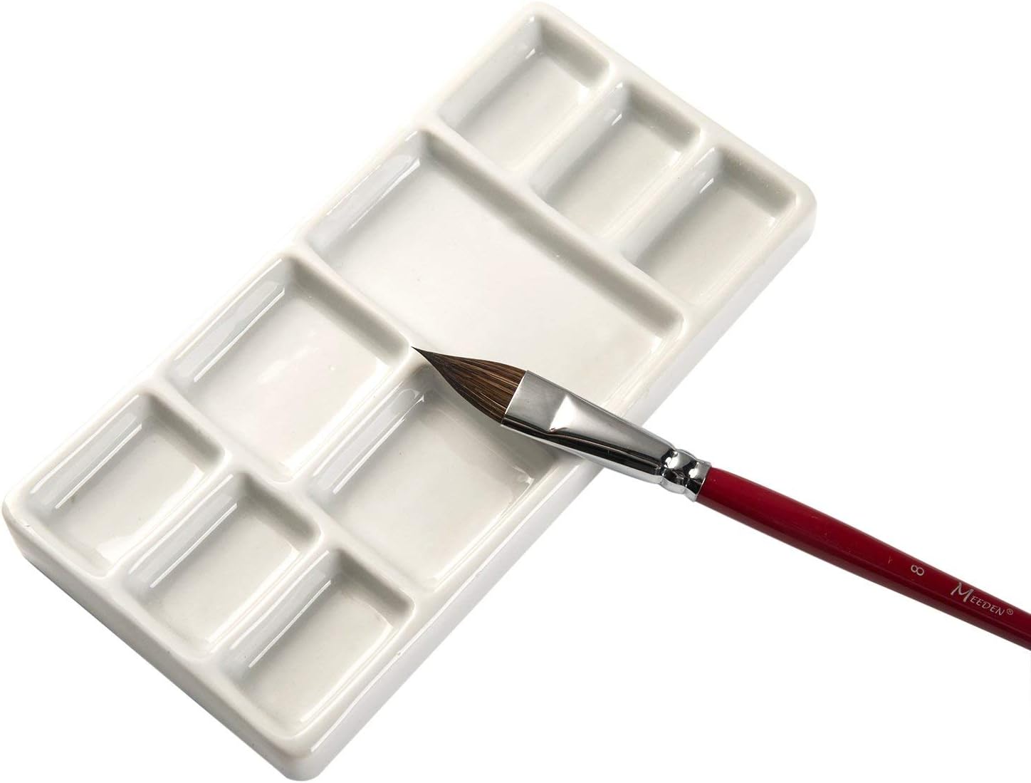 MEEDEN Porzellan Malpalette mit 9 Mulden für Aquarell Acryl Gouache Mischpalette Keramik