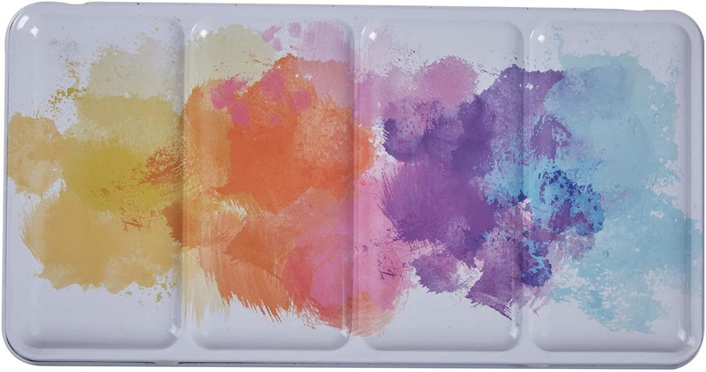 MEEDEN Aquarellkasten Leer Metall Tuschkasten mit 26 Halbnäpfchen Mischpalette Reise Aquarell Gouache