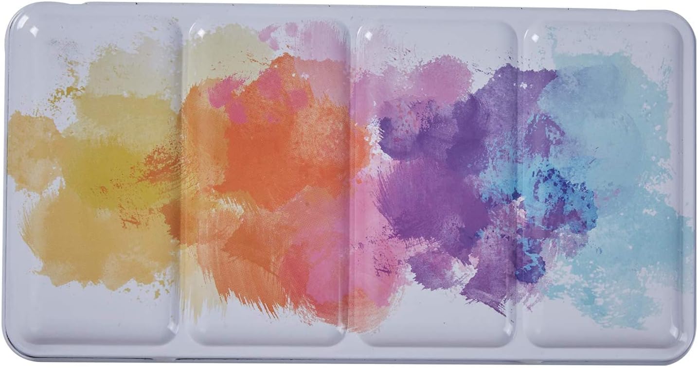 MEEDEN Aquarellkasten Leer Metall Tuschkasten mit 26 Halbnäpfchen Mischpalette Reise Aquarell Gouache