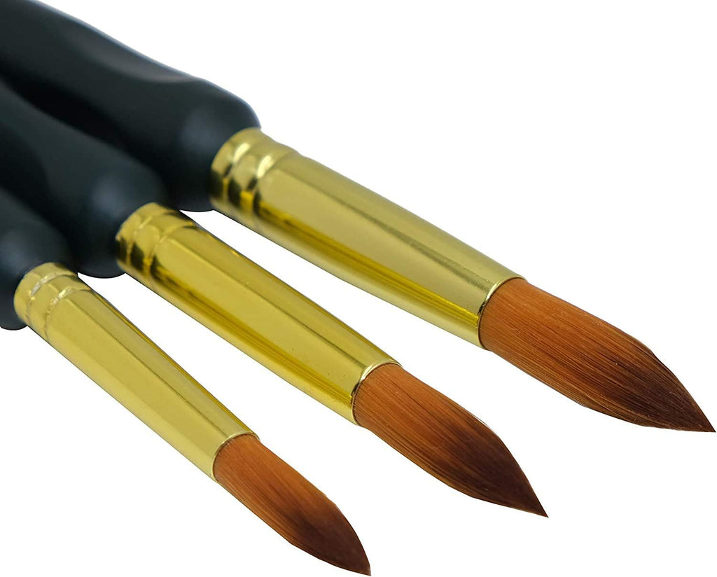 MEEDEN Mop Pinselset 3-teilig Aquarellpinsel Nylonhaar für Wash Techniken Gouache Illustration ergonomischer Griff