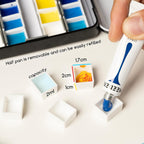 Meeden Aquarellkasten leer mit Pfannen Emaille Palette herausnehmbares Metalltablett Daumenring für unterwegs