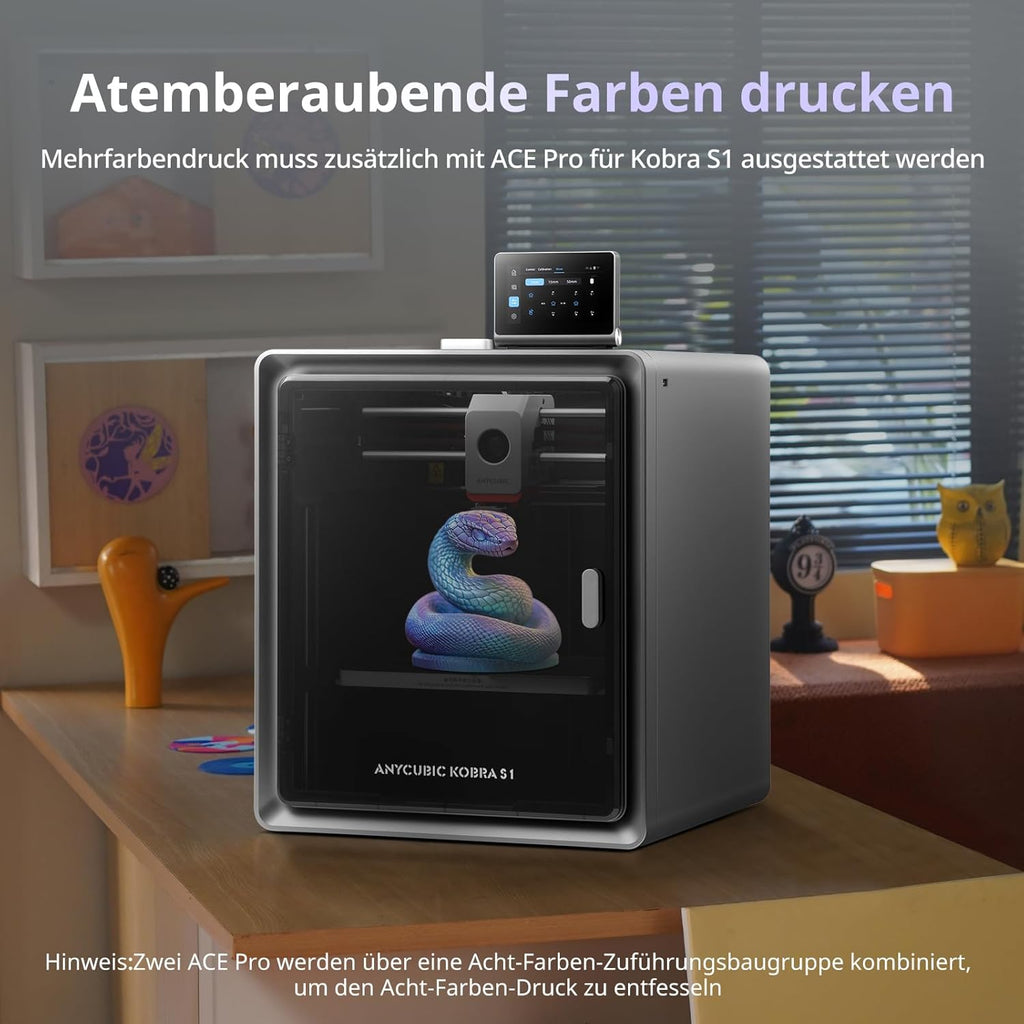 Anycubic Kobra S1 3D-Drucker CoreXY 600 mm/s Vierfarbdruck 320°C Hotend automatische Nivellierung Druckvolumen 250x250x250 mm