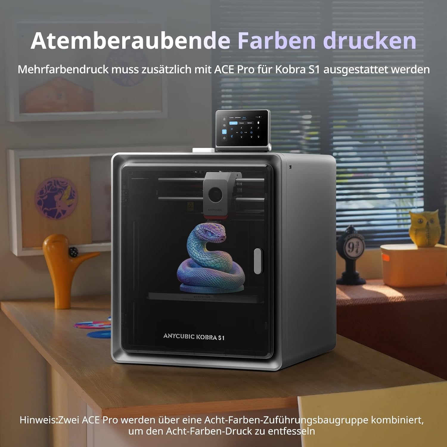 Anycubic Kobra S1 3D-Drucker CoreXY 600 mm/s Vierfarbdruck 320°C Hotend automatische Nivellierung Druckvolumen 250x250x250 mm