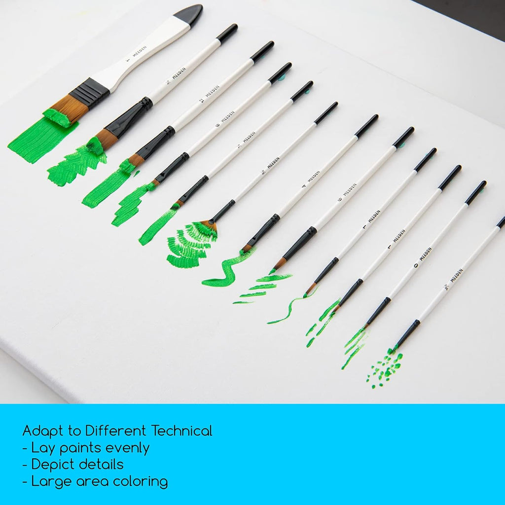MEEDEN Pinsel Set 12 teilig für Acryl Öl Aquarell Nylon Malpinsel mit Holzgriff