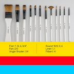 MEEDEN Pinsel Set 12 teilig für Acryl Öl Aquarell Nylon Malpinsel mit Holzgriff