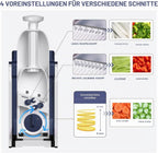 SupMakin Gemüseschneider Mandoline Hobel mit 4 Schneidmodi verstellbar 0,1-8 mm Edelstahlklinge inklusive Auffangbehälter und Reinigungsbürste