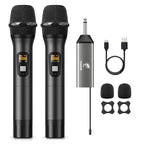 Tonor UHF TW-630 Ensemble de micros sans fil, Double microphone sans fil avec 2 microphones dynamiques portables, Récepteur rechargeable, Portée 60 m, 5 canaux, Boîtier métallique pour karaoké, DJ, fête et scène