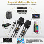 Tonor UHF TW-630 Ensemble de micros sans fil, Double microphone sans fil avec 2 microphones dynamiques portables, Récepteur rechargeable, Portée 60 m, 5 canaux, Boîtier métallique pour karaoké, DJ, fête et scène