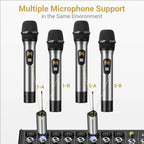 Tonor UHF TW-630 Kit de microphones sans fil, double microphone radio avec 2 microphones dynamiques à main, récepteur rechargeable, portée de 60 m, 5 canaux, boîtier métallique pour Karaoké, DJ, Fête et Scène