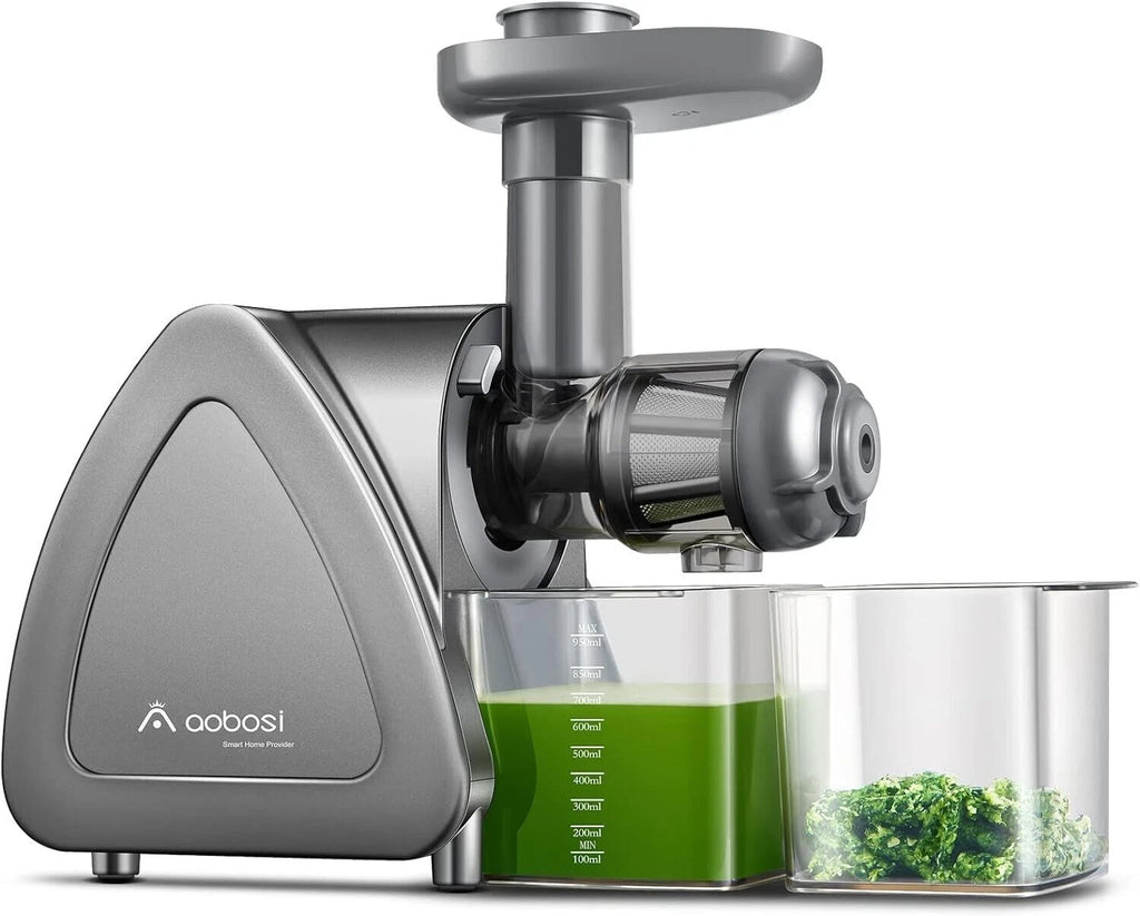 Aobosi Slow Juicer AMR520 Kaltentsafter mit 8-stufiger Schnecke 95 % Saftausbeute 55 mm Einfüllschacht leiser 150 W Motor BPA-frei für Obst und Gemüse