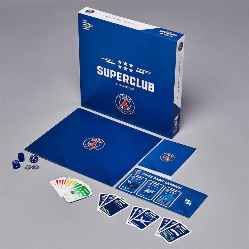 Superclub PSG Manager Kit Erweiterung Fussball Brettspiel Paris Saint-Germain mit Manager-Ordner Notizbuch und Club-Block Englisch Französisch